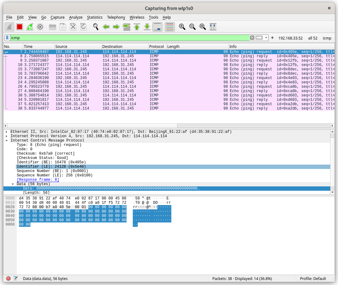 ICMP wireshark